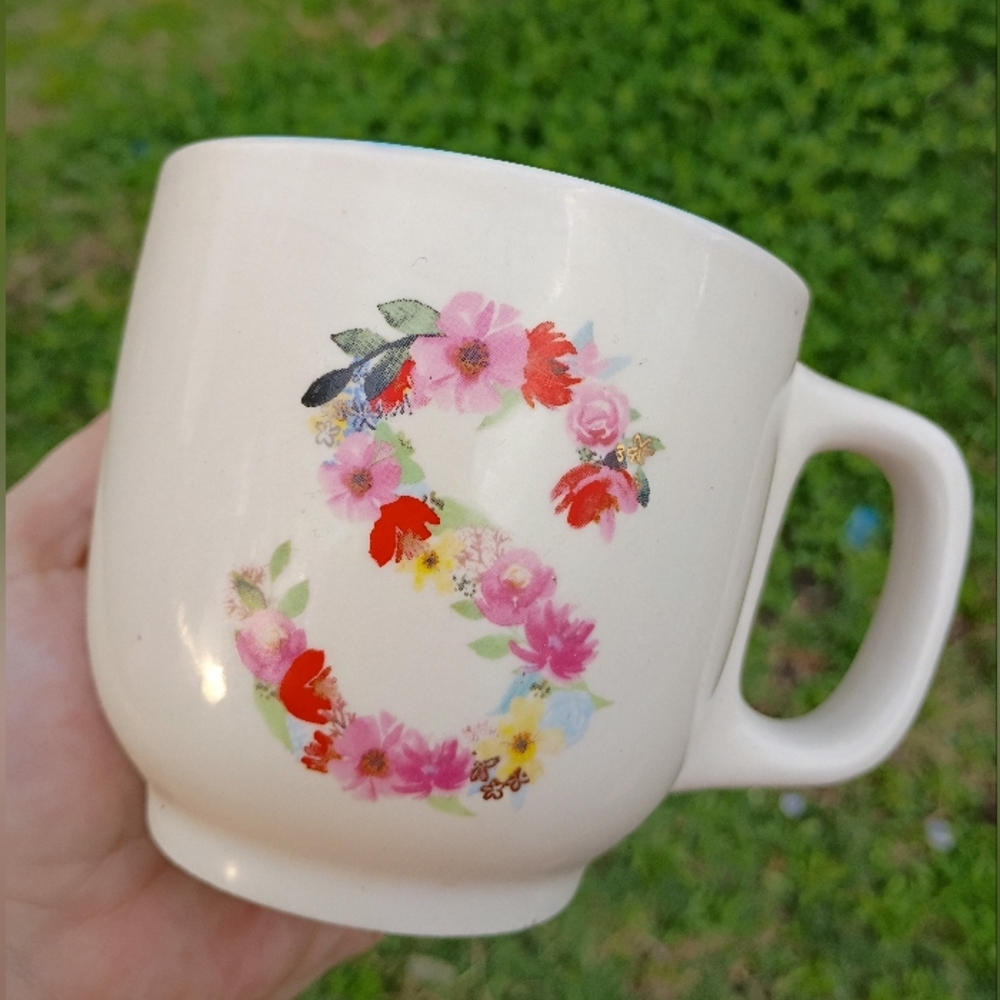 Floral Monogram 'S' Mug